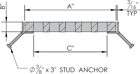 Product Drawing of a Standard Trench Grate