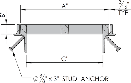 Product Drawing of a Z Frame Trench Grate